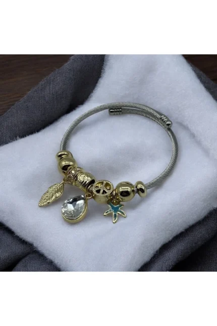 Stainles Steel Kristal Zirkon Taşlı Damla Model Pandora Çelik Bileklik