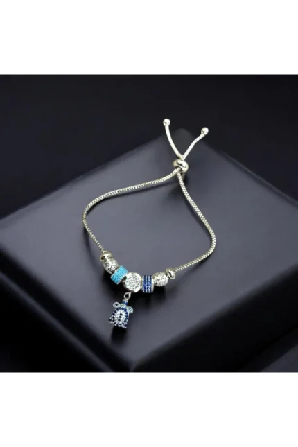 Stainles Steel Zirkon Taşlı Kaplumbağa Detaylı Asansörlü Çelik Bileklik