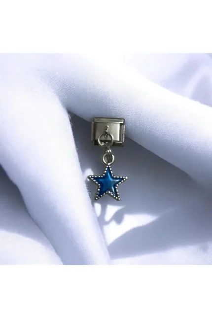 Stainles Steel İtalyan Yıldız Detaylı Çelik Charm