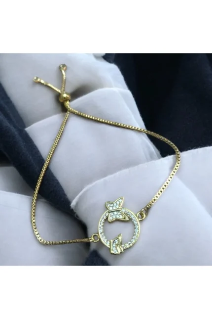 Accessories Zirkon Taşlı Kelebek Detaylı Asansörlü Bileklik