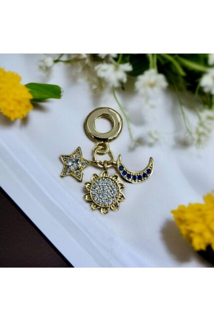 Stainles Steel Yıldız Güneş ve Ay Detaylı Pandora Charm